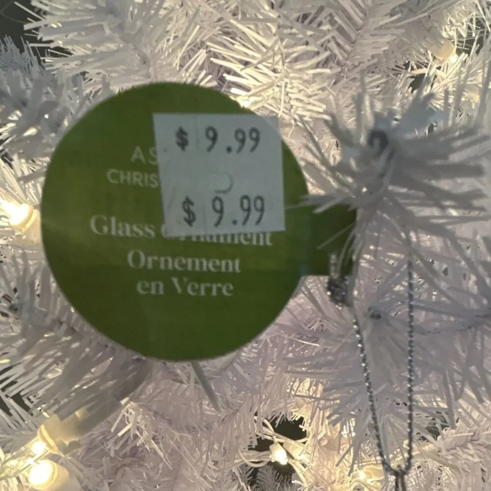 Ashland Glass Christmas Ornament Blue Black Silver Round Design
